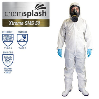 Chemsplash - Xtreme 50 SMS White Coverall Type 5/6 Style No. 2544